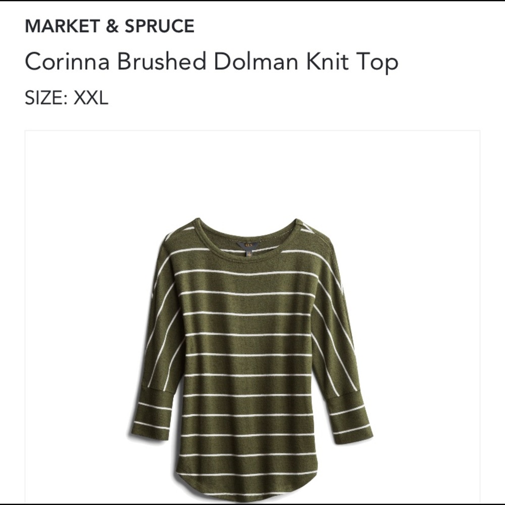 Olive green and white stripe top
